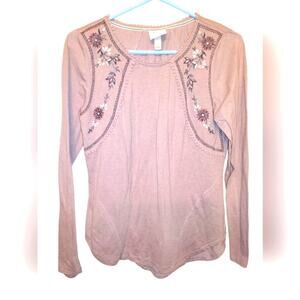 Knox rose small embroidered pale purple long sleeve shirt